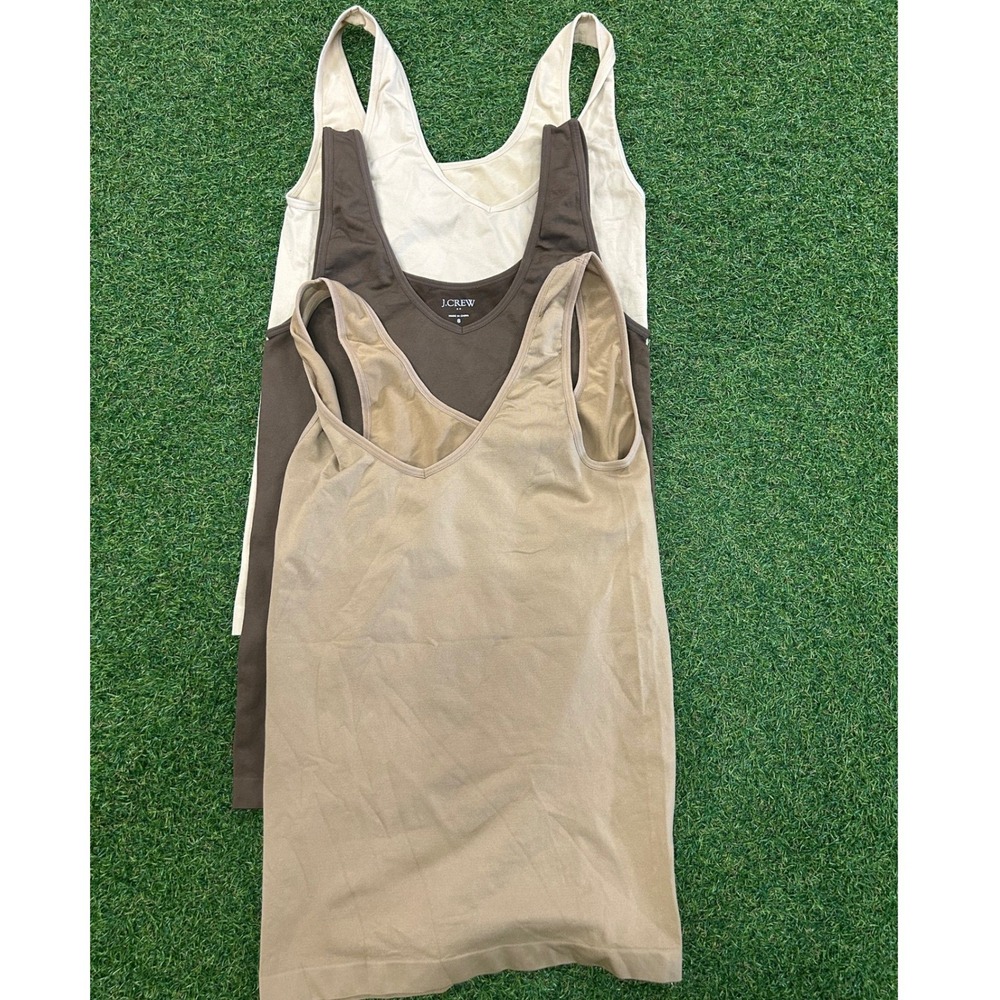 J.Crew Womens V-Neck Tank Top 2-Pack Brown Beige Tan Size Small Stretch Layering
